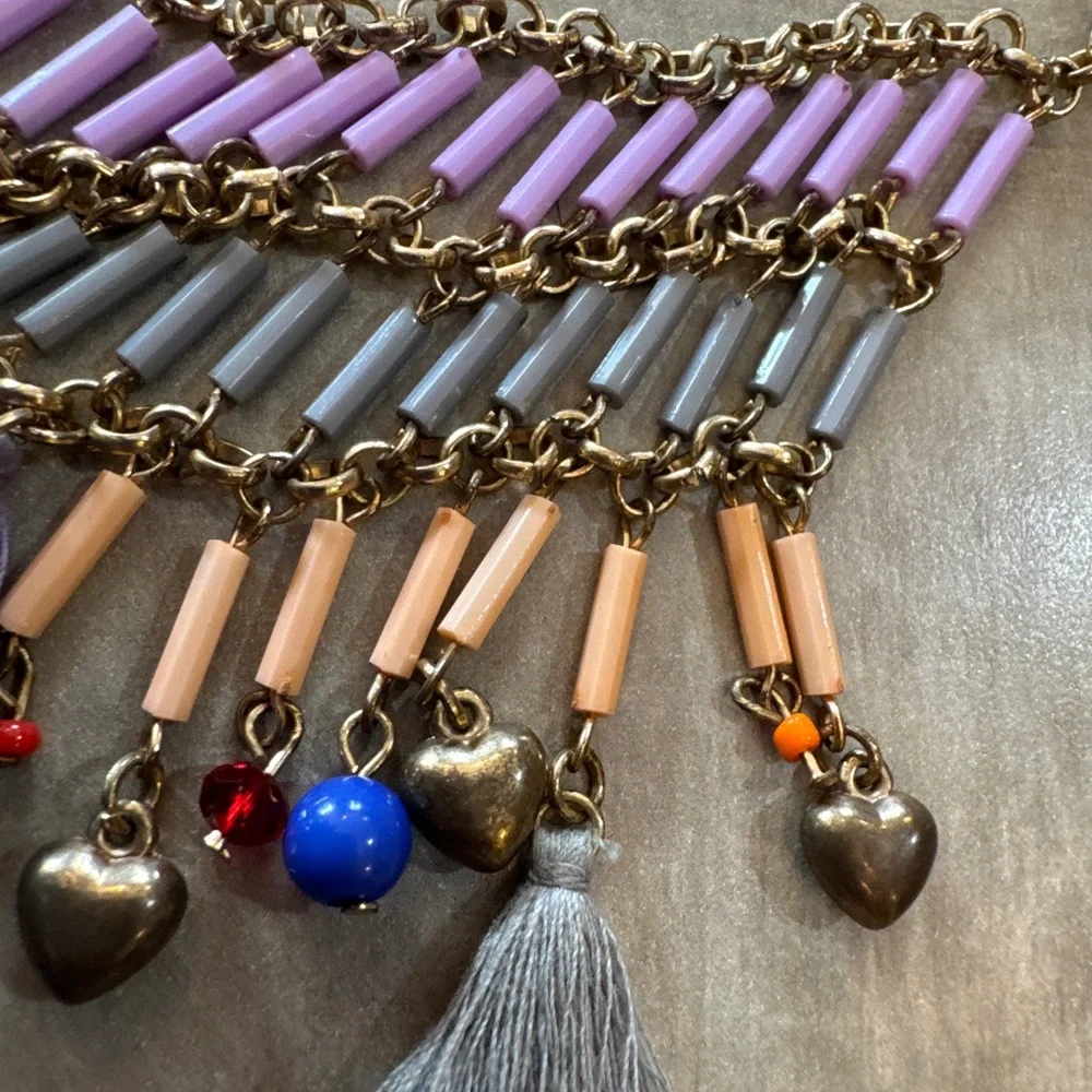 Vintage Bohemian Multicolor Layered Tassel Necklace - Picture 3 of 9